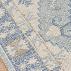 Momeni Anatolia Wool and Nylon Area Rug, 5'3" X 7'6", Blue