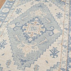 Momeni Anatolia Wool and Nylon Area Rug, 5'3" X 7'6", Blue