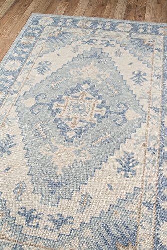 Momeni Anatolia Wool and Nylon Area Rug, 5'3" X 7'6", Blue