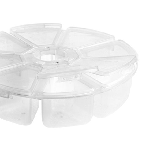 COSMOS 3 Pcs Clear 8 Compartment Round Jewelry Bead Storage Organizer Display Containers Case Box