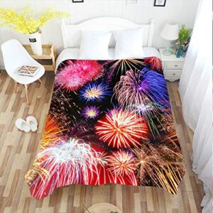 Moslion Soft Cozy Throw Blanket Wonderful Firework Fuzzy Couch/Bed Blanket for Adult/Youth Polyester 30 X 40 Inches(Home/Travel/Camping Applicable)