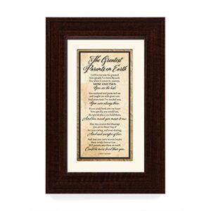 greatest parents wood wall frame art plaque | 8.5 inches x 12.5 inches | wall hanger and easel back | the greatest parents on earth | by james lawrence