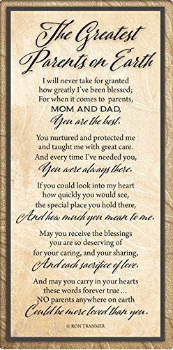 Greatest Parents Wood Wall Frame Art Plaque | 8.5 inches x 12.5 inches | Wall Hanger and Easel Back | The Greatest Parents on Earth | by James Lawrence