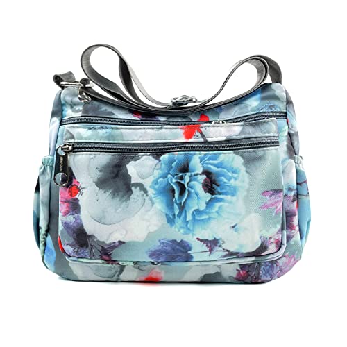 NOTAG Shoulder Bags for Women Nylon Floral Crossbody Purses Water Resistant Messenger Bags Small Pocketbooks (HH)