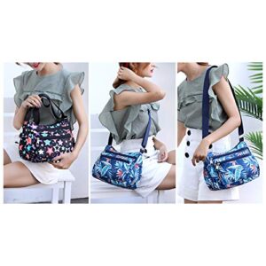 NOTAG Shoulder Bags for Women Nylon Floral Crossbody Purses Water Resistant Messenger Bags Small Pocketbooks (HH)