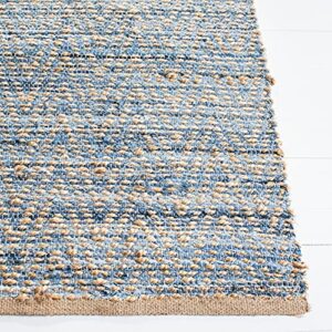 SAFAVIEH Cape Cod Collection 2'3" x 16' Natural / Blue CAP350A Handmade Flatweave Coastal Braided Jute Runner Rug