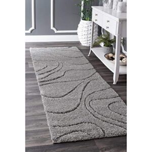 nuloom carolyn cozy soft & plush shag runner rug, 2 ft 8 in x 8 ft, dark grey