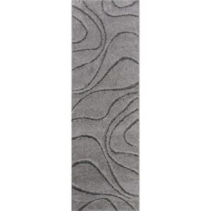 nuLOOM Carolyn Cozy Soft & Plush Shag Runner Rug, 2 ft 8 in x 8 ft, Dark Grey