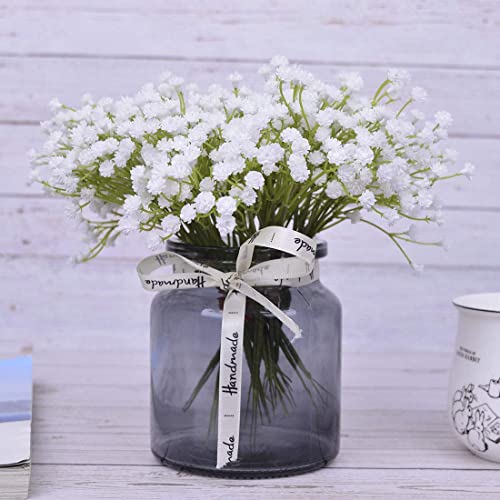 10Pcs 30 Bunches White Babys Breath Artificial Flowers Real Touch Fake Gypsophila Faux Plants for Wedding Garland Wreath Girl Crown Flower bonquet DIY Flores Arrangement Table Décor Centerpiece