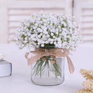 10Pcs 30 Bunches White Babys Breath Artificial Flowers Real Touch Fake Gypsophila Faux Plants for Wedding Garland Wreath Girl Crown Flower bonquet DIY Flores Arrangement Table Décor Centerpiece