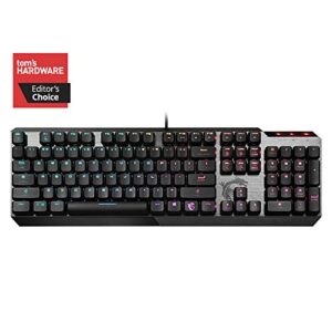 MSI Vigor GK50 Low Profile RGB Mechanical Gaming Keyboard, Kailh White Low Profile Switches, Brushed Aluminum Design, Ergonomic Keycap Design, RGB Mystic Light