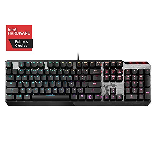 MSI Vigor GK50 Low Profile RGB Mechanical Gaming Keyboard, Kailh White Low Profile Switches, Brushed Aluminum Design, Ergonomic Keycap Design, RGB Mystic Light