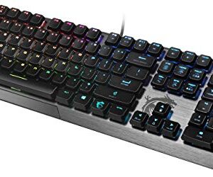 MSI Vigor GK50 Low Profile RGB Mechanical Gaming Keyboard, Kailh White Low Profile Switches, Brushed Aluminum Design, Ergonomic Keycap Design, RGB Mystic Light