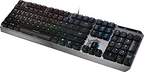 MSI Vigor GK50 Low Profile RGB Mechanical Gaming Keyboard, Kailh White Low Profile Switches, Brushed Aluminum Design, Ergonomic Keycap Design, RGB Mystic Light