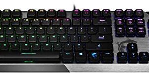 MSI Vigor GK50 Low Profile RGB Mechanical Gaming Keyboard, Kailh White Low Profile Switches, Brushed Aluminum Design, Ergonomic Keycap Design, RGB Mystic Light