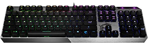 MSI Vigor GK50 Low Profile RGB Mechanical Gaming Keyboard, Kailh White Low Profile Switches, Brushed Aluminum Design, Ergonomic Keycap Design, RGB Mystic Light