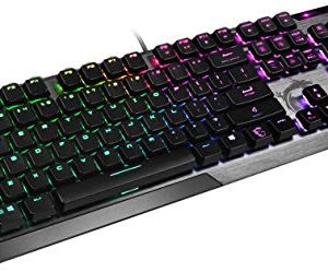 MSI Vigor GK50 Low Profile RGB Mechanical Gaming Keyboard, Kailh White Low Profile Switches, Brushed Aluminum Design, Ergonomic Keycap Design, RGB Mystic Light