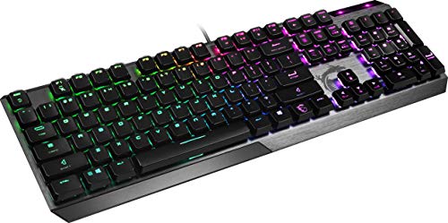 MSI Vigor GK50 Low Profile RGB Mechanical Gaming Keyboard, Kailh White Low Profile Switches, Brushed Aluminum Design, Ergonomic Keycap Design, RGB Mystic Light