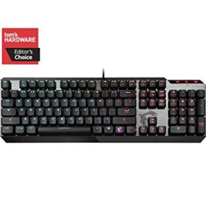 MSI Vigor GK50 Low Profile RGB Mechanical Gaming Keyboard, Kailh White Low Profile Switches, Brushed Aluminum Design, Ergonomic Keycap Design, RGB Mystic Light