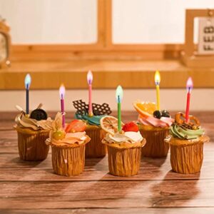 36 Pieces Birthday Cake Candles with Colored Flames Colorful Rainbow Candles in Holder for Birthday Cake Cupcake Decoration