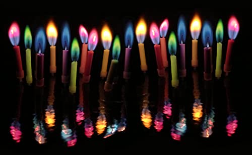 36 Pieces Birthday Cake Candles with Colored Flames Colorful Rainbow Candles in Holder for Birthday Cake Cupcake Decoration