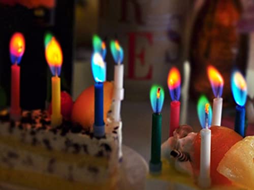 36 Pieces Birthday Cake Candles with Colored Flames Colorful Rainbow Candles in Holder for Birthday Cake Cupcake Decoration