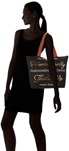 African American Expressions - Maya Angelou Phenomenal Woman Canvas Tote Bag (20" x 15") CHB02, Black