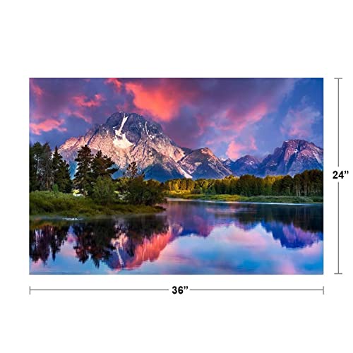 Sunrise at Oxbow Bend Grand Teton National Park Photo Photograph Mountain Nature Landscape Scenic Scenery Parks Picture America Trees Autumn Lake Reflection Cool Wall Decor Art Print Poster 36x24