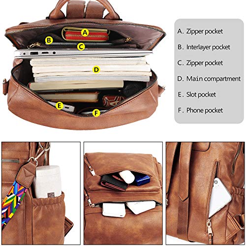 Dora & Liz Women Backpack Purse Fashion Leather Designer Ladies Convertible Travel College Shoulder Bags with Colorful Strap