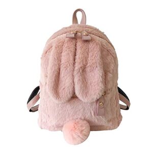 mellshy women cute rabbit ears backpack fluffy shoulder bag school bag satchel