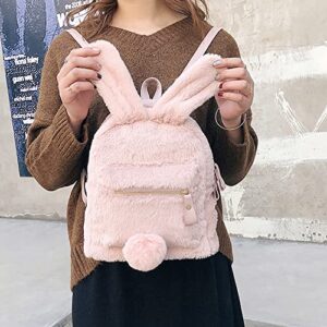 Mellshy Women Cute Rabbit Ears Backpack Fluffy Shoulder Bag School Bag Satchel