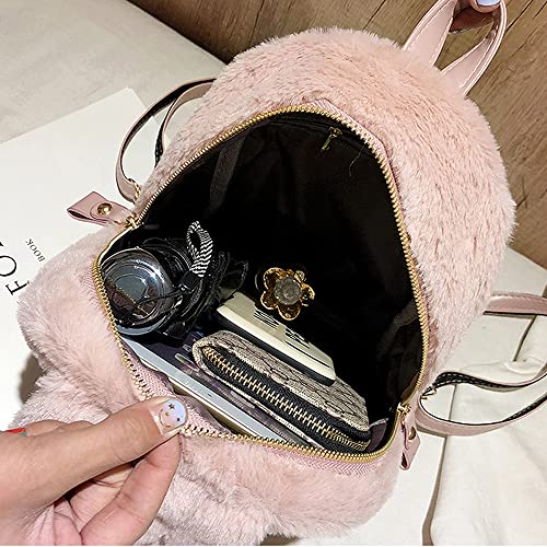 Mellshy Women Cute Rabbit Ears Backpack Fluffy Shoulder Bag School Bag Satchel