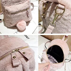 Mellshy Women Cute Rabbit Ears Backpack Fluffy Shoulder Bag School Bag Satchel