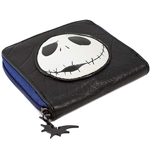 Buckle Down Disney Wallet, Square Zip Around, Nightmare Before Christmas, Jack Skelllington, Black Vegan Leather, 4.5" x 4.0"