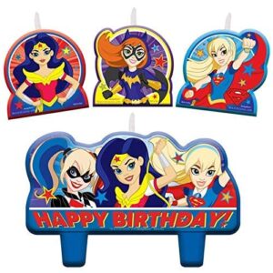 Amscan 171609 Multicolor DC Superhero Girls Candle Set, 4ct