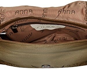 Anna by Anuschka Women's Genuine Leather Flap-Over Cross Body | Hand Painted Original Artwork | Floral Paradise Tan