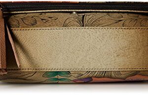 Anna by Anuschka Women's Genuine Leather Flap-Over Cross Body | Hand Painted Original Artwork | Floral Paradise Tan