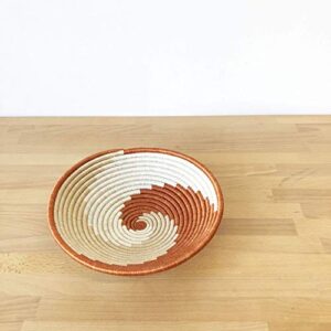 African Basket- Juru/Rwanda Basket/Woven Bowl/Sisal & Sweetgrass Basket/Orange, Tan, White