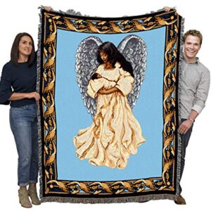 Pure Country Weavers Guardian Angel and Baby 3 Blanket - Religious Gift Tapestry Throw Woven from Cotton - Made in The USA (72x54)