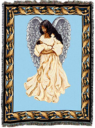 Pure Country Weavers Guardian Angel and Baby 3 Blanket - Religious Gift Tapestry Throw Woven from Cotton - Made in The USA (72x54)