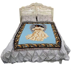 Pure Country Weavers Guardian Angel and Baby 3 Blanket - Religious Gift Tapestry Throw Woven from Cotton - Made in The USA (72x54)