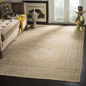 SAFAVIEH Izmir Collection 9' x 12' Gold / Grey IZM180A Hand-Knotted Traditional Premium New Zealand Wool Area Rug