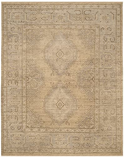 SAFAVIEH Izmir Collection 9' x 12' Gold / Grey IZM180A Hand-Knotted Traditional Premium New Zealand Wool Area Rug