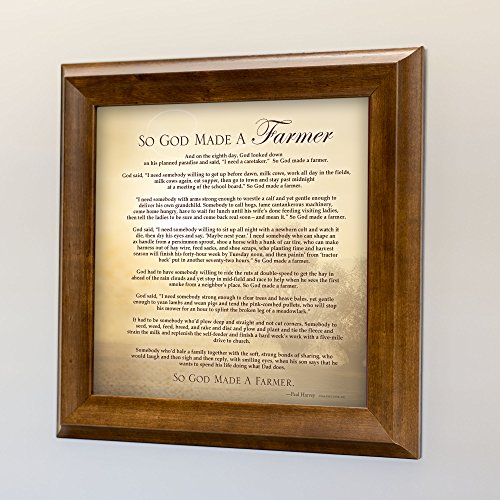 So God Made a Farmer Full Poem Version 12 x 12 Framed Art Wall Plaque with Wood Finish