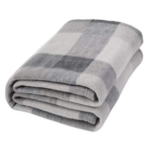 dreamscene grey plaid check fleece blanket super soft lightweight cozy sofa bed buffalo throw, silver – 50″ x 60″ inch