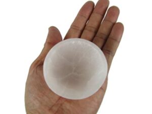 circuitoffice carved selenite bowl, 2 – 2.5″ diameter, cleanse and charge crystals or gemstones, for healing, metaphysical, meditation, wicca, decoration or gift