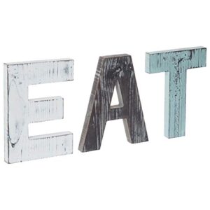 mygift wall mounted multicolored solid wood letter eat cutout block wall sign, rearrange letters to tea, kitchen farmhouse above cabinet decor, dining room wall decor