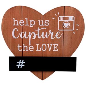 Capture The Love Wood Heart - Wedding Decorations For Reception - Love Sign - Conversation Heart Decor - Wedding Instagram Sign