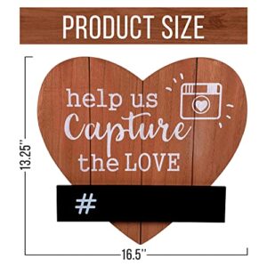 Capture The Love Wood Heart - Wedding Decorations For Reception - Love Sign - Conversation Heart Decor - Wedding Instagram Sign