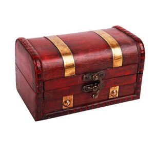 WaaHome Pirate Treasure Boxes Small Wood Treasure Chest Keepsake Box For Kids Gift,Home Decorations (5.5''X3.2''X3.2'')